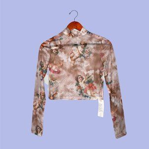 cropped cherub angel mesh long sleeve <3